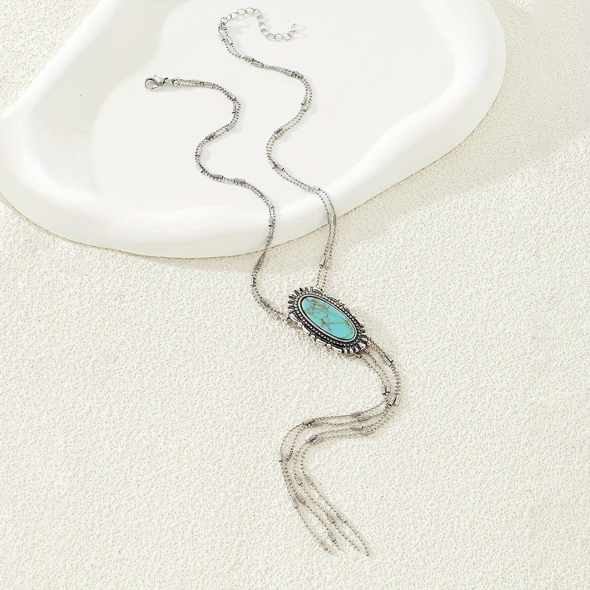 Turquoise Stone Lariat Necklace