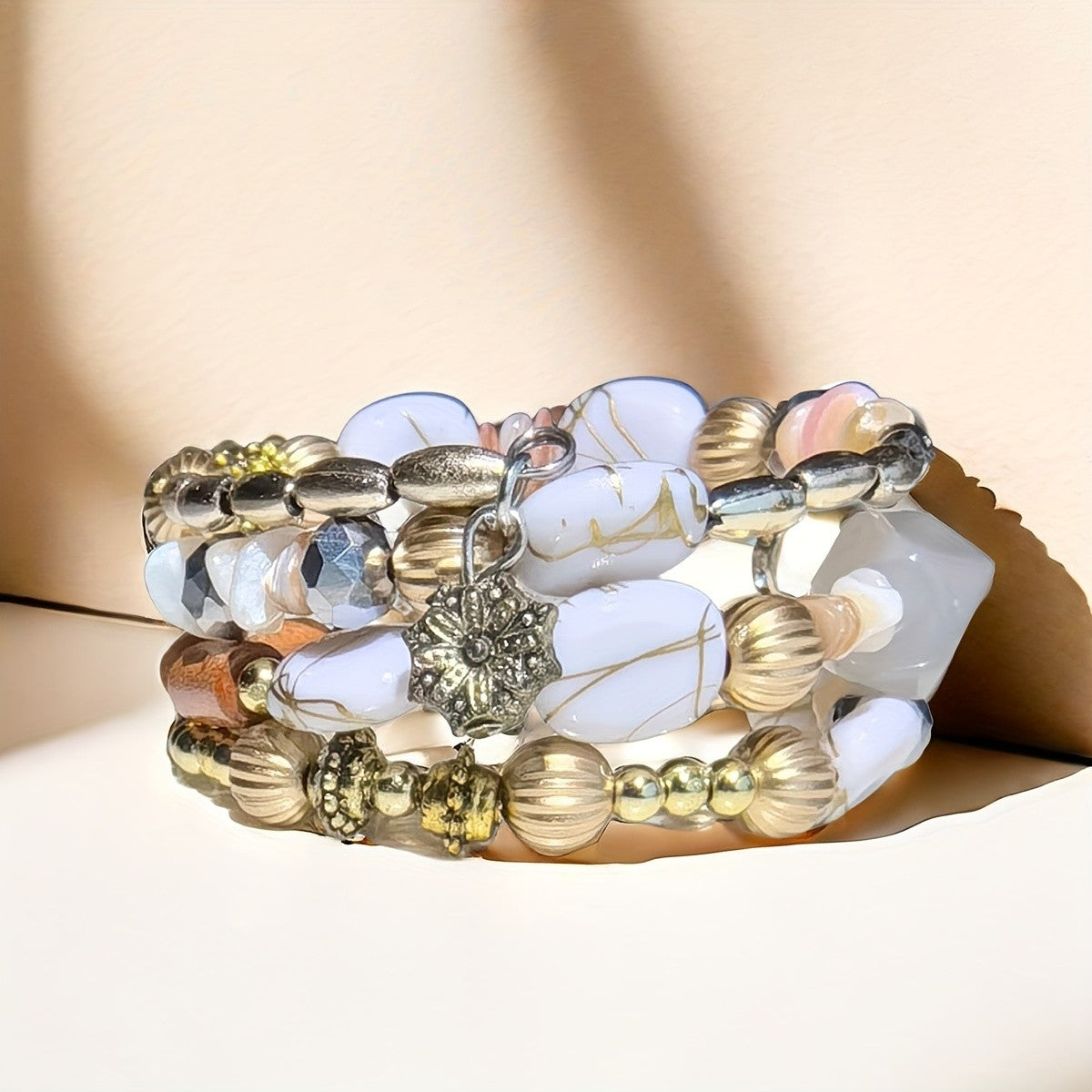 Green Speckled Bead Bracelet Set
