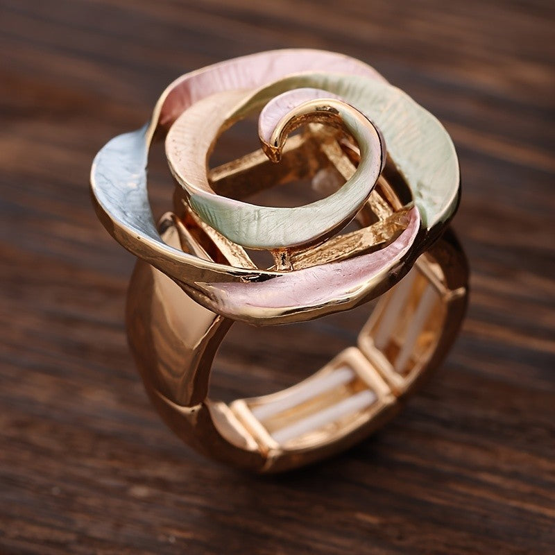 Multicolor Enamel Rose Ring