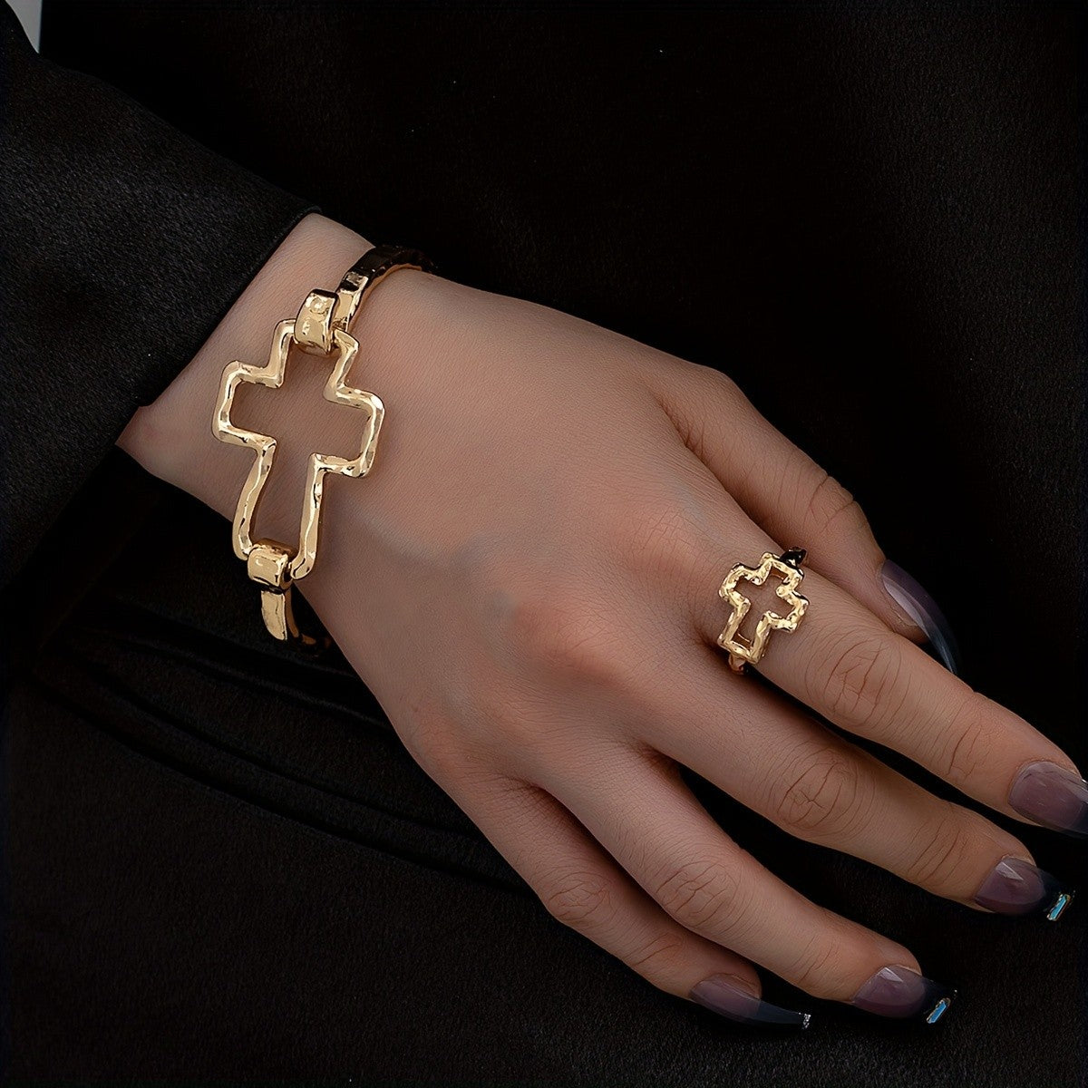 Open Cross Bracelet & Ring Set