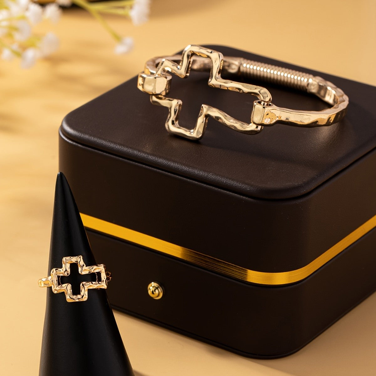 Open Cross Bracelet & Ring Set