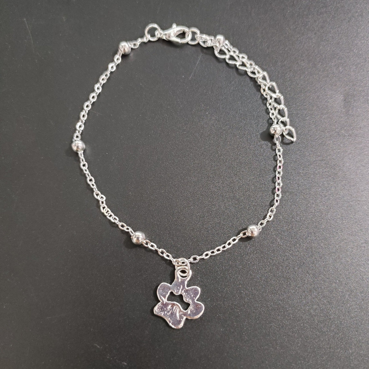 Paw Print Bead Chain Anklet