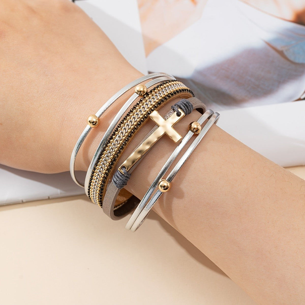 Multi-Strand Cross Bracelet