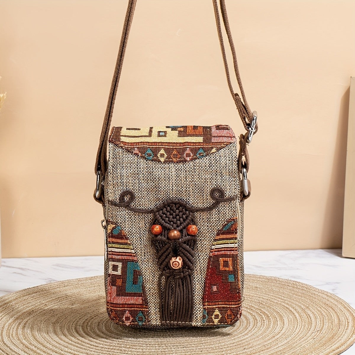 Woven Owl Crossbody Bag