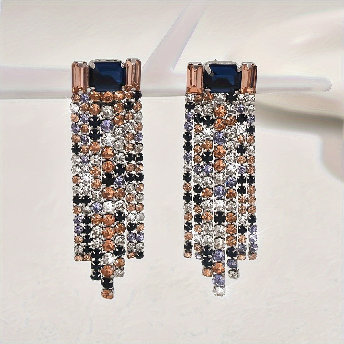 Mixed Crystal Fringe Drop Earrings