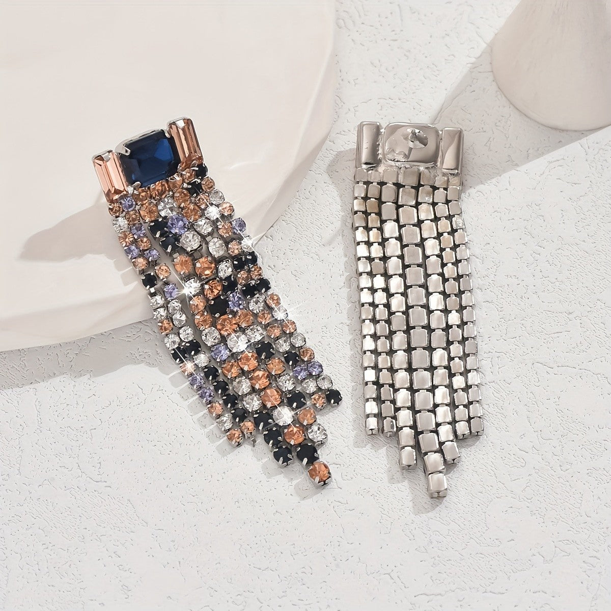 Mixed Crystal Fringe Drop Earrings
