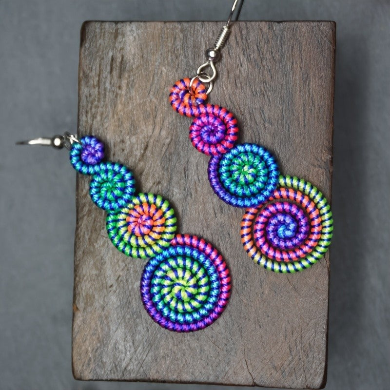 Rainbow Spiral Drop Earrings