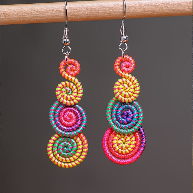 Rainbow Spiral Drop Earrings