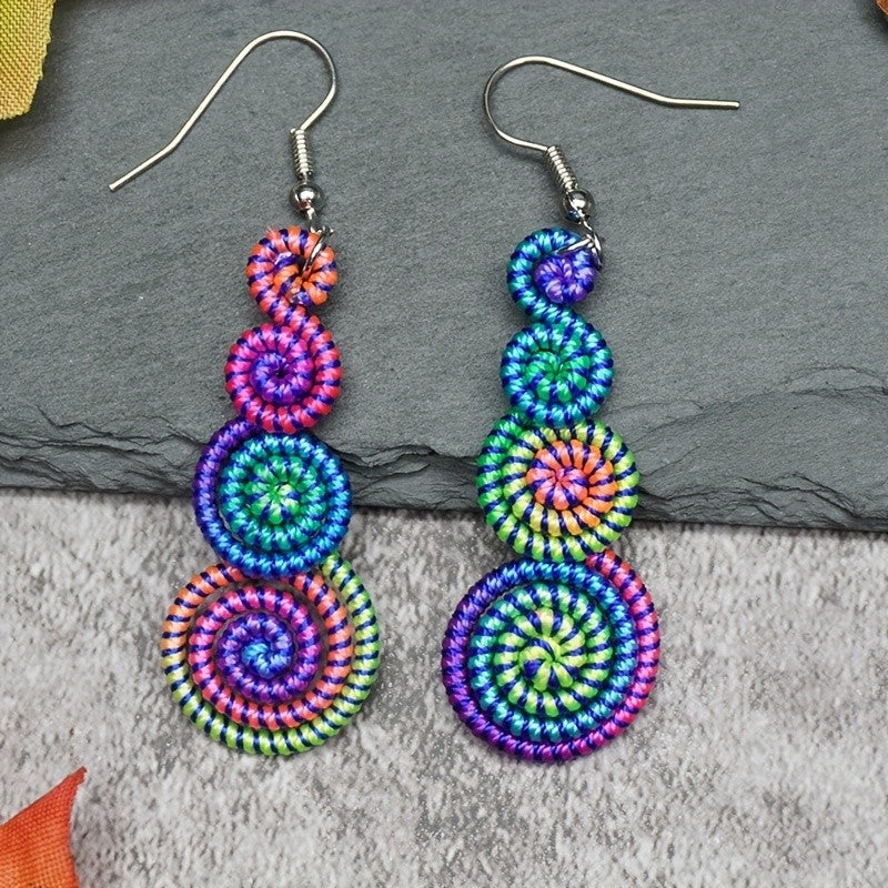 Rainbow Spiral Drop Earrings