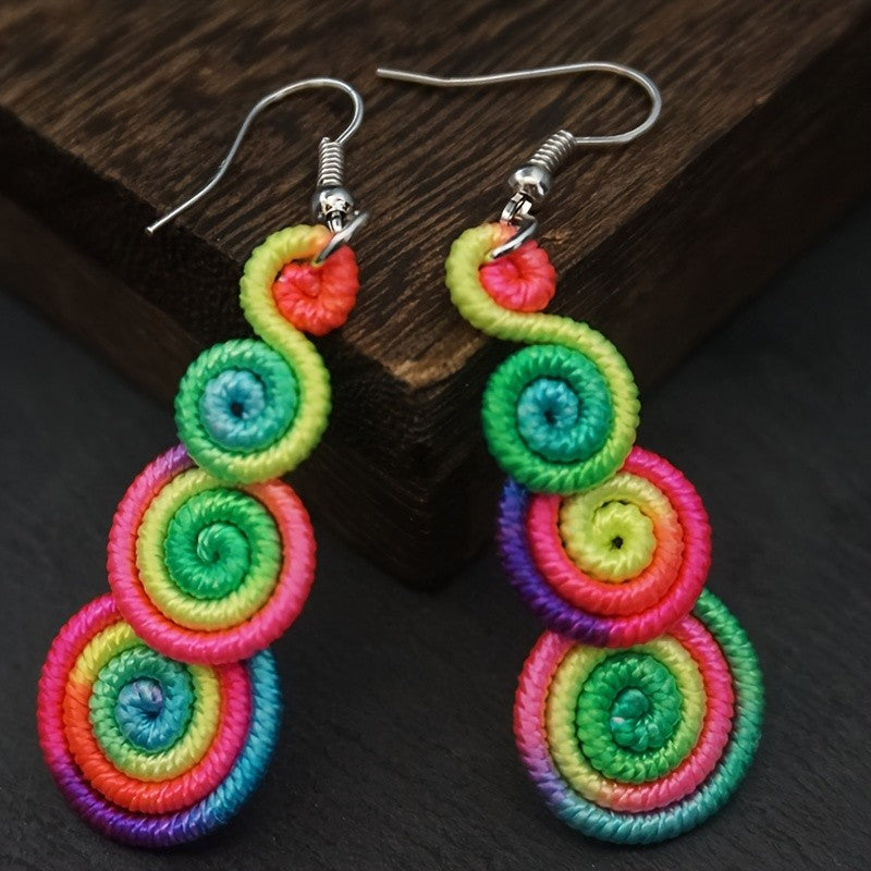 Rainbow Spiral Drop Earrings