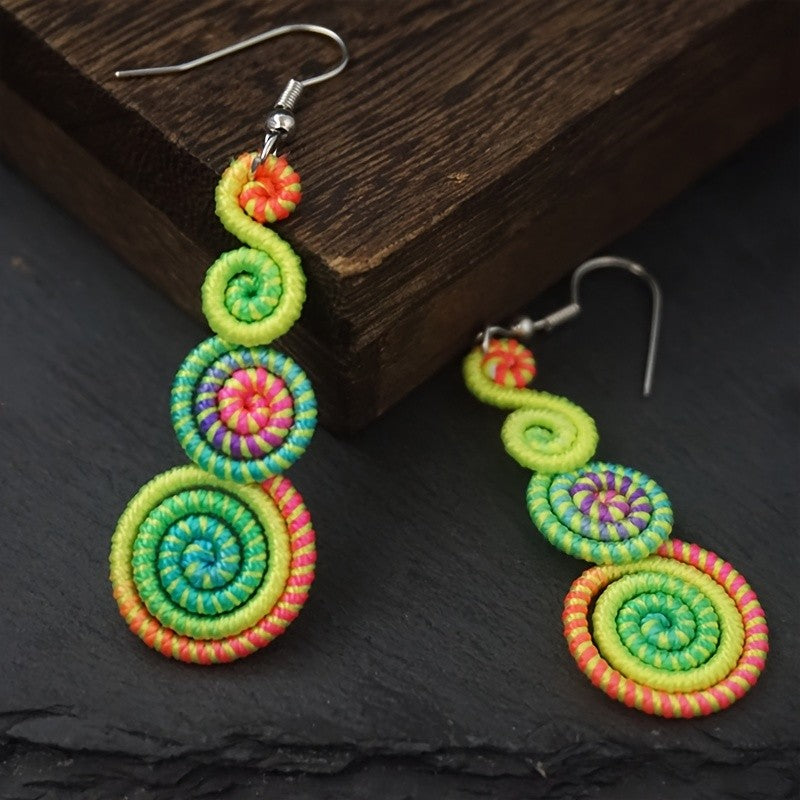 Rainbow Spiral Drop Earrings