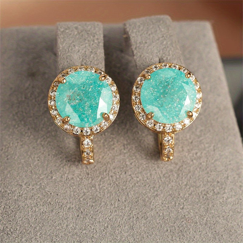 Turquoise Crystal Halo Earrings