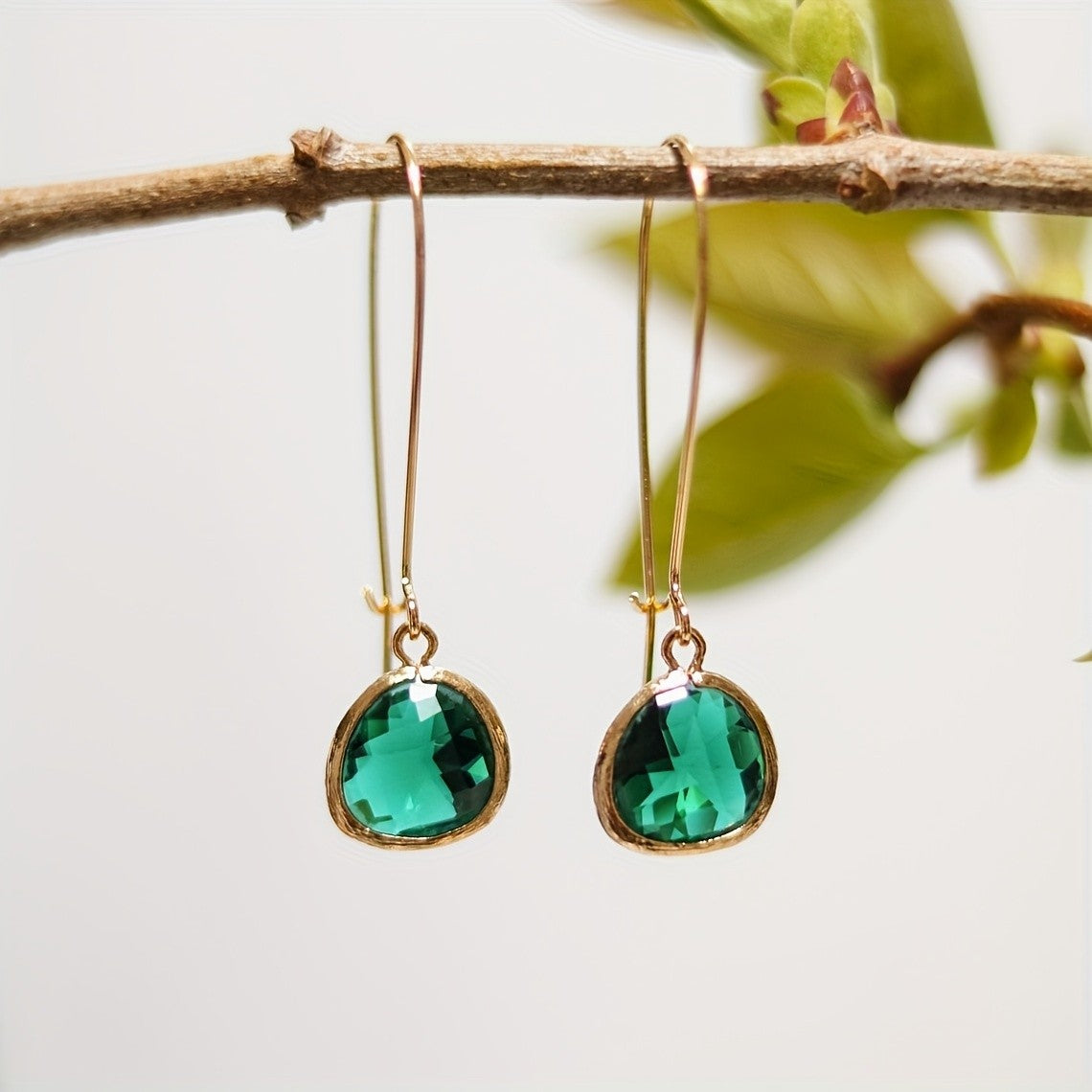 Long Wire Glass Drop Earrings