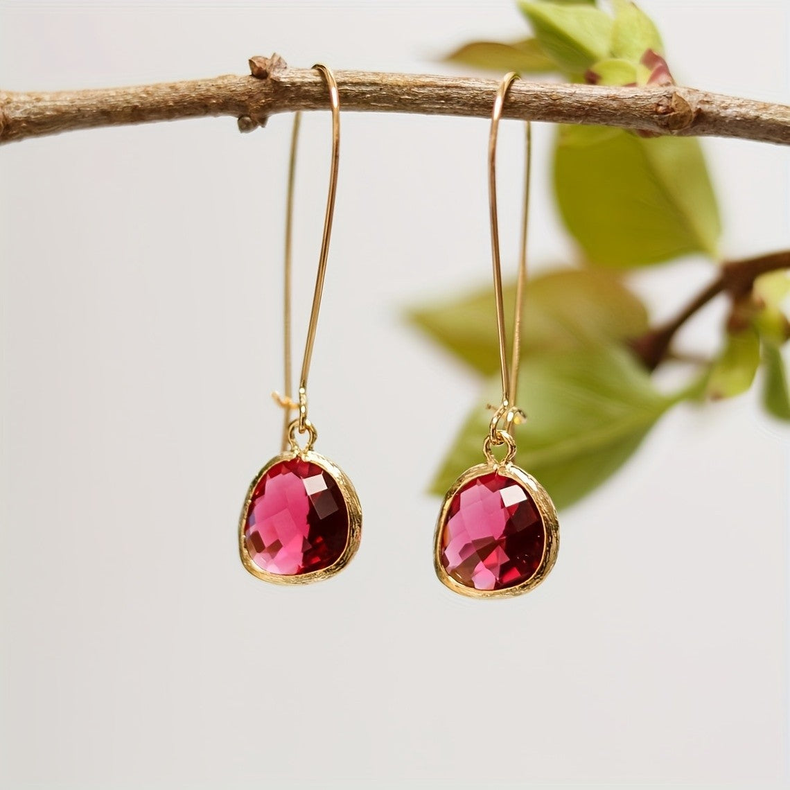 Long Wire Glass Drop Earrings