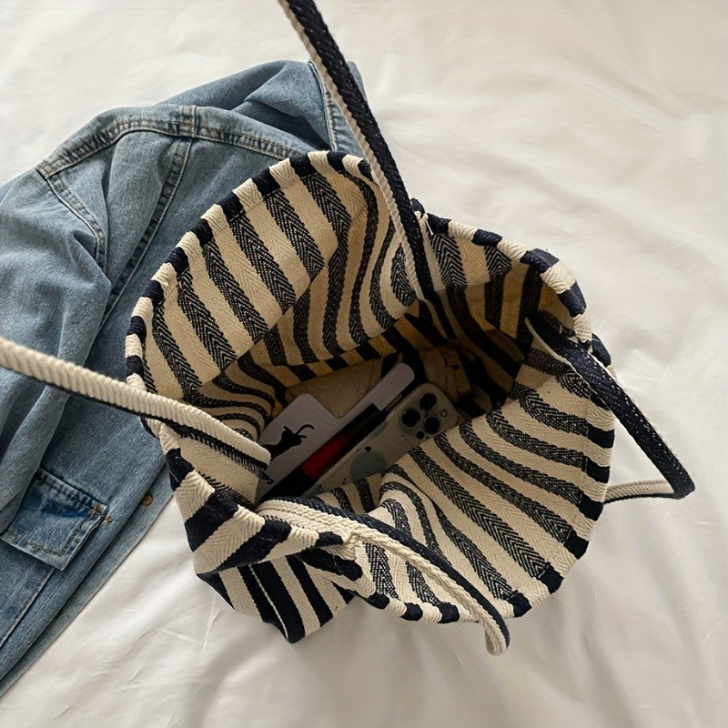 Striped Woven Tote