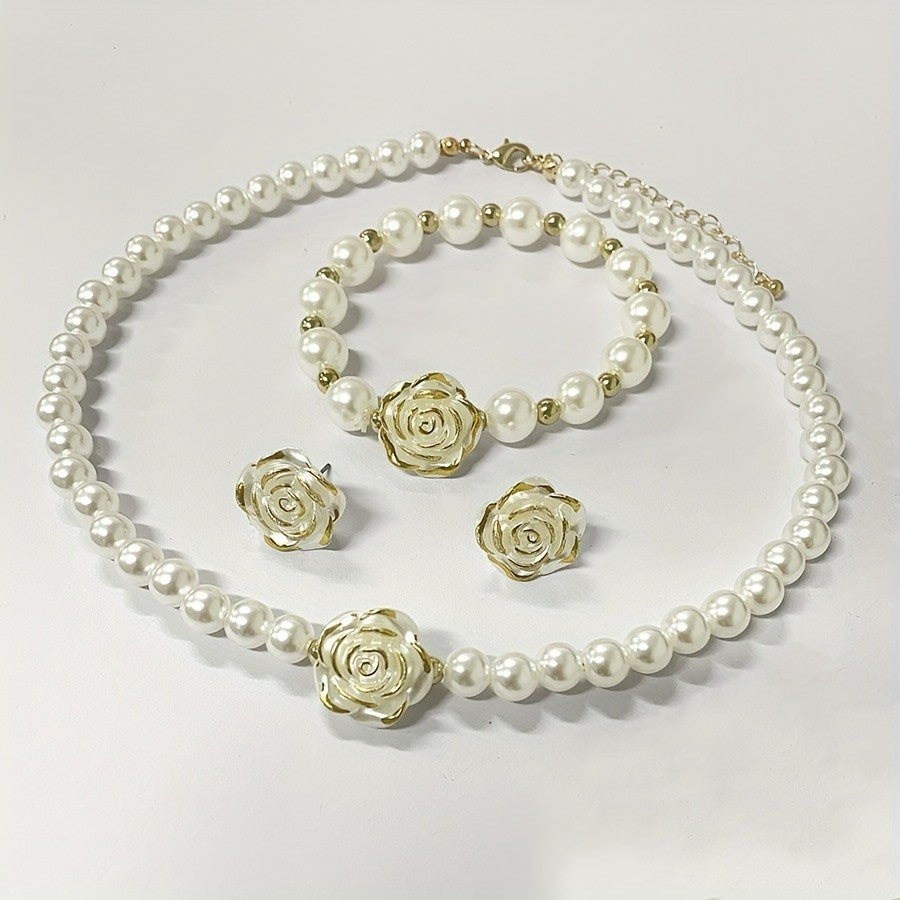 3pc Camellia Pearl Jewelry Set