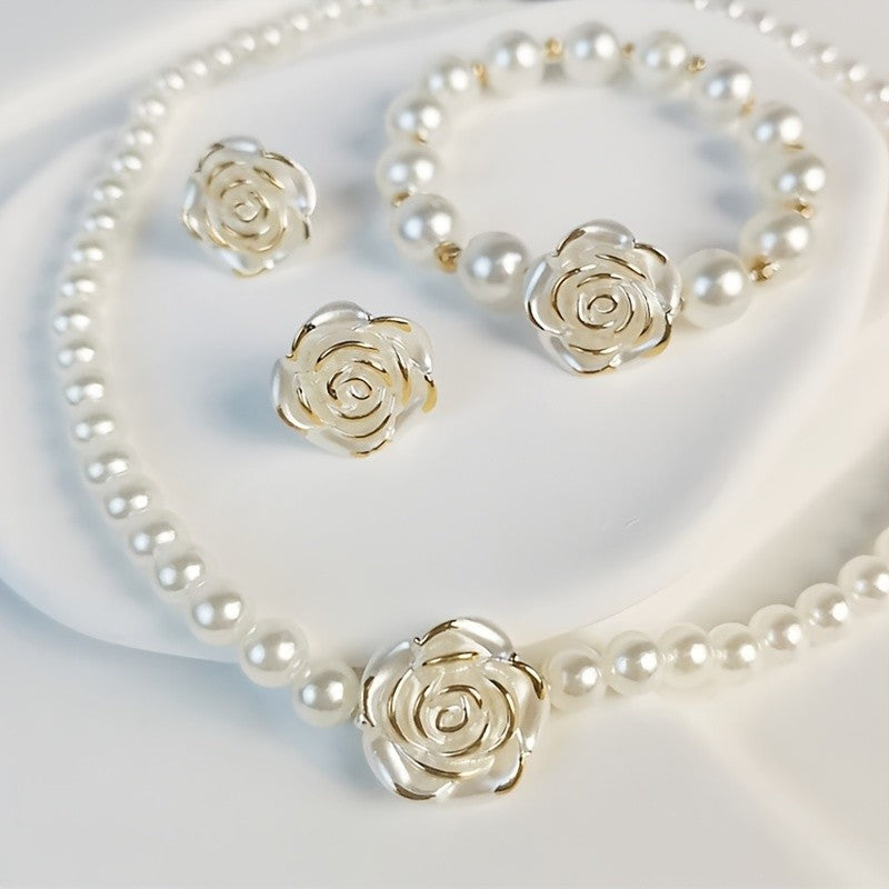 3pc Camellia Pearl Jewelry Set