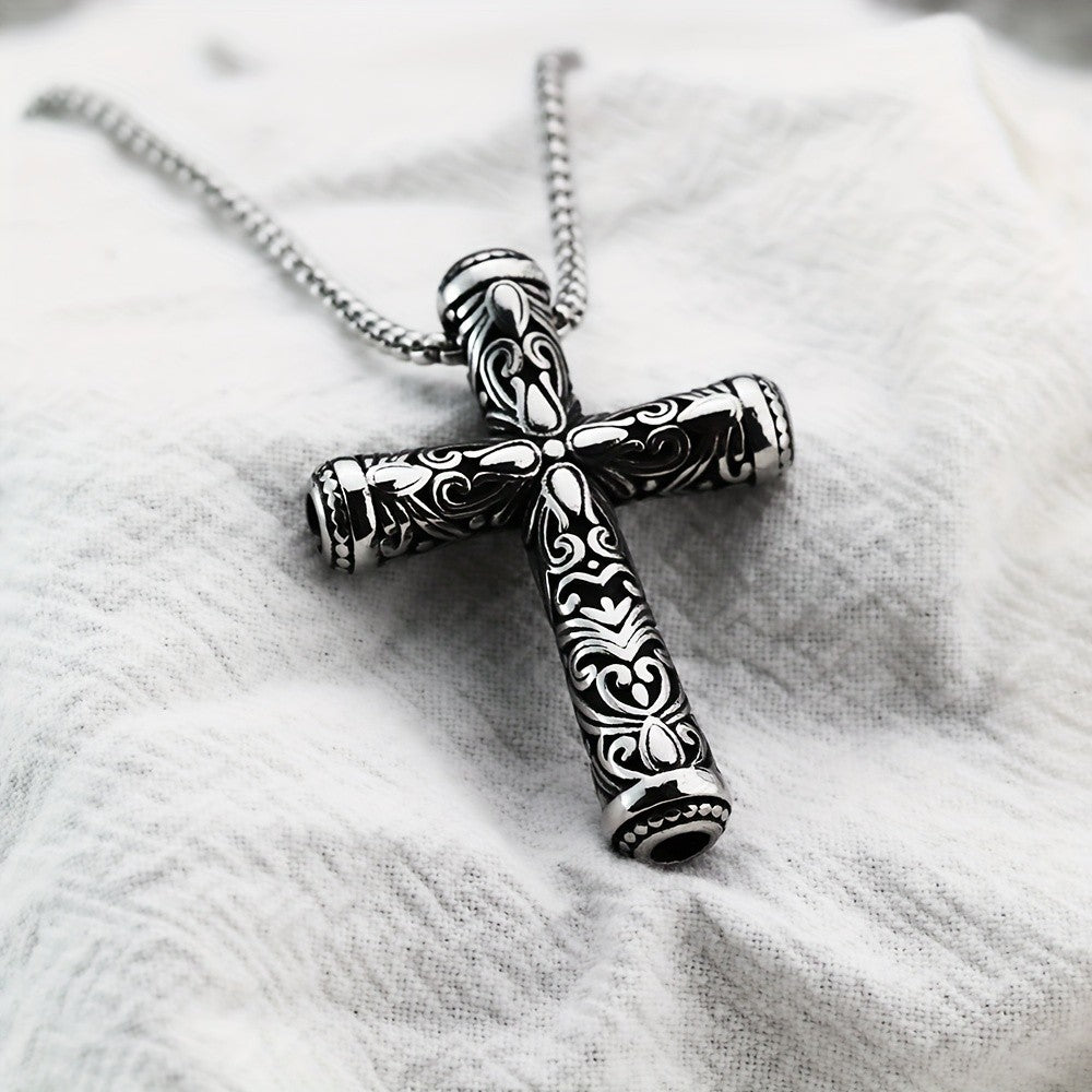 Black Scrollwork Cross Necklace