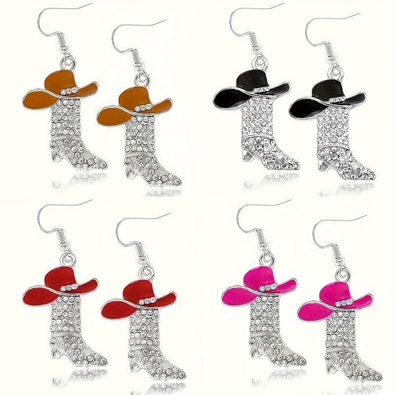 Cowboy Hat & Boots Drop Earrings