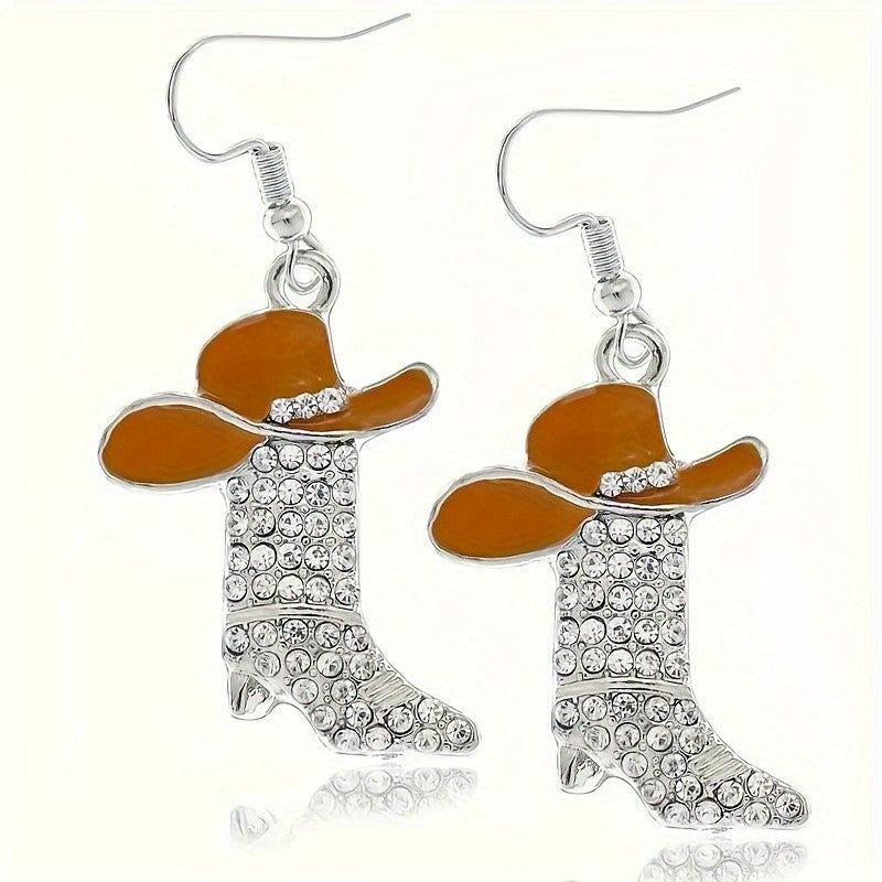 Cowboy Hat & Boots Drop Earrings