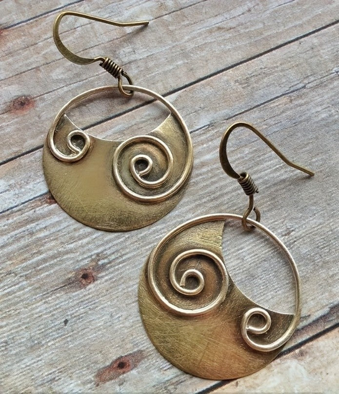 Spiral Disc Dangle Earrings