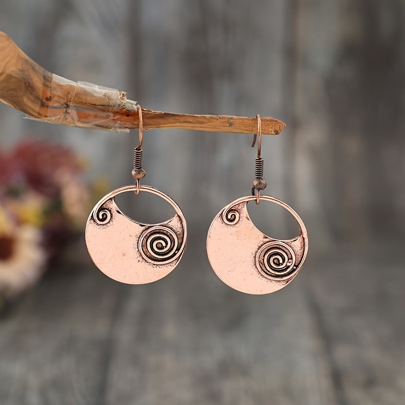 Spiral Disc Dangle Earrings