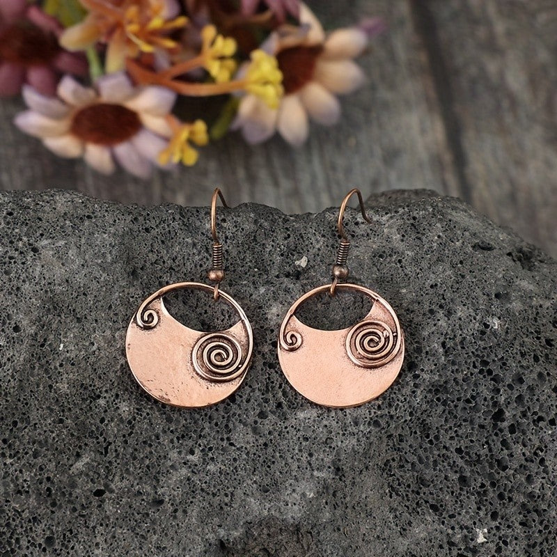 Spiral Disc Dangle Earrings