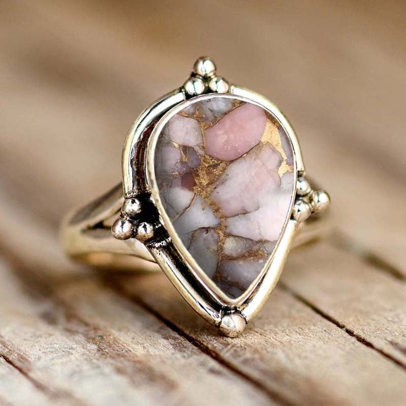 Pink Mosaic Teardrop Ring