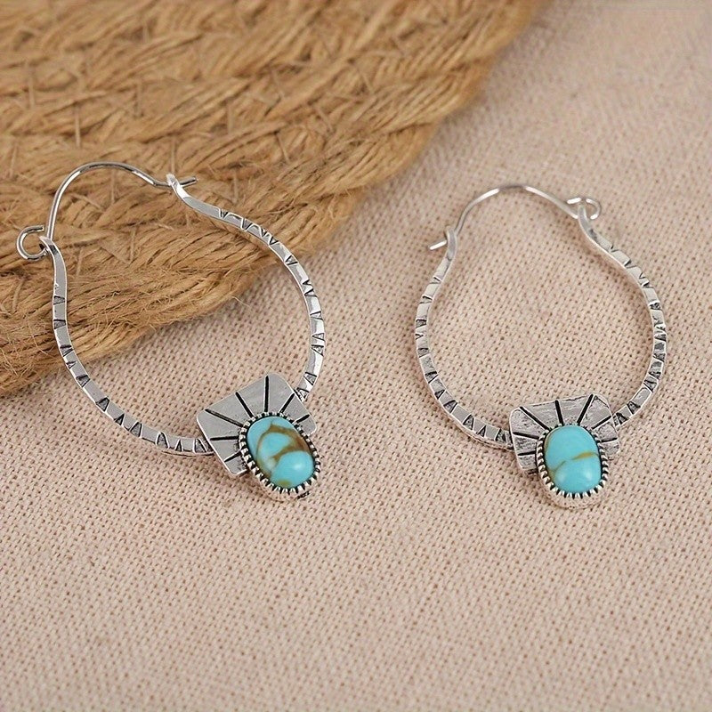 Turquoise Square Hoop Earrings