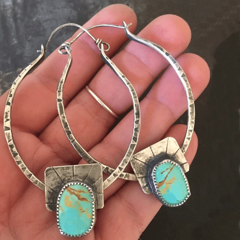 Turquoise Square Hoop Earrings