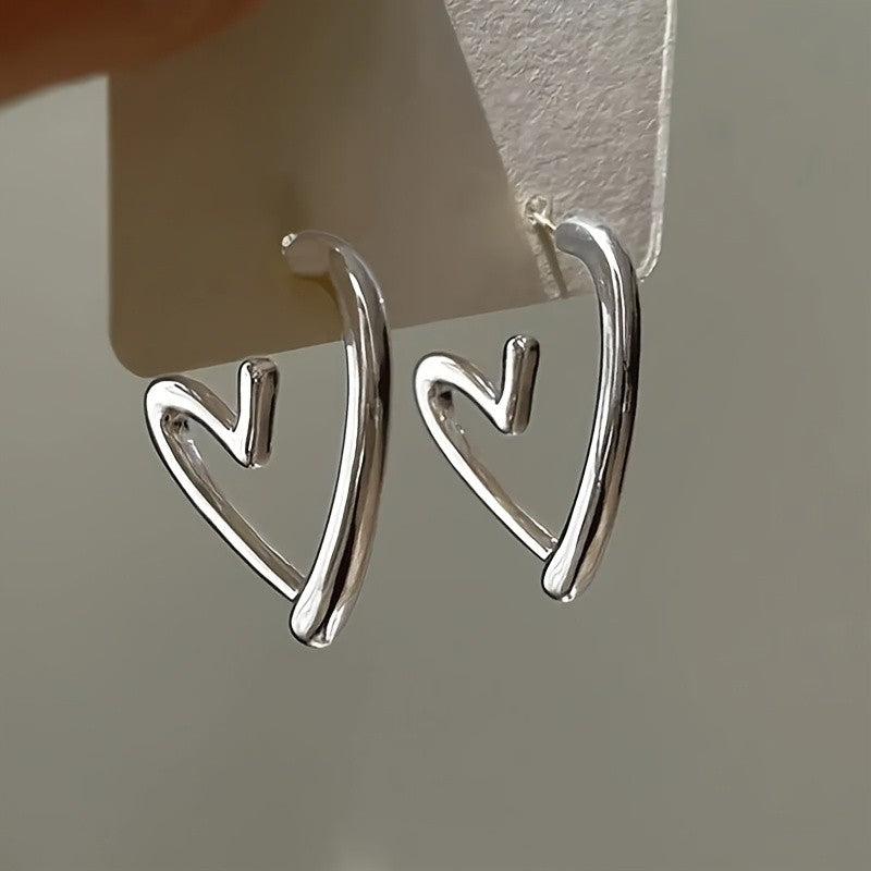 Curved Heart Outline Earrings