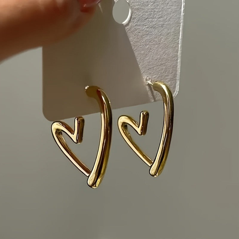 Curved Heart Outline Earrings