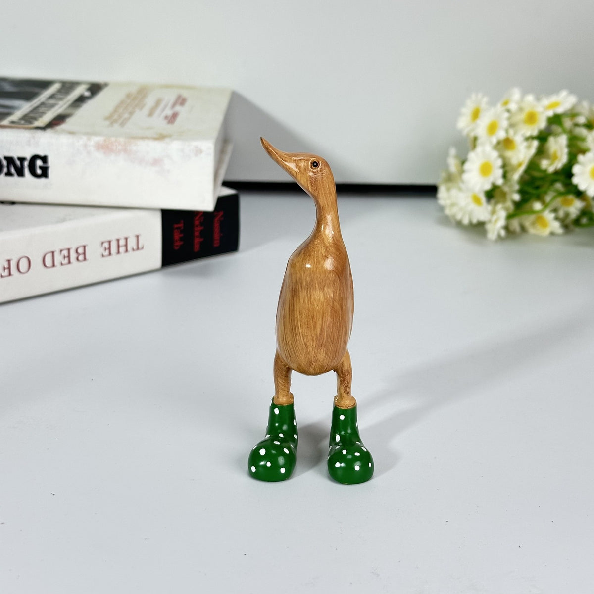 Wooden Duck Figurine With Boots