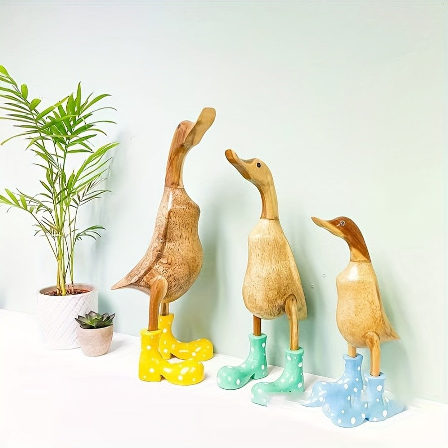 Wooden Duck Figurine With Boots
