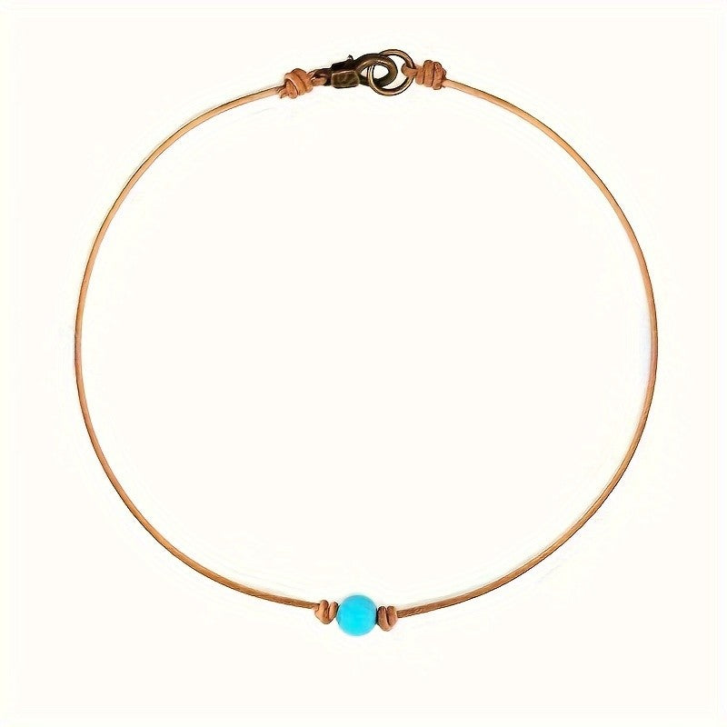 Turquoise Bead Knot Cord Necklace