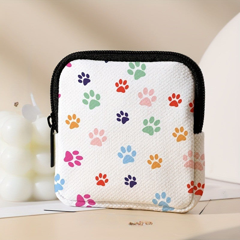 Colorful Paw Print Coin Purse