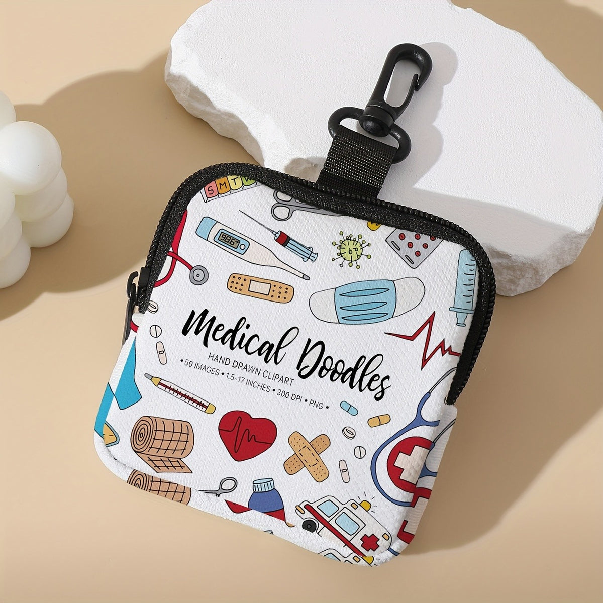 Medical Pattern Zipper Pouch