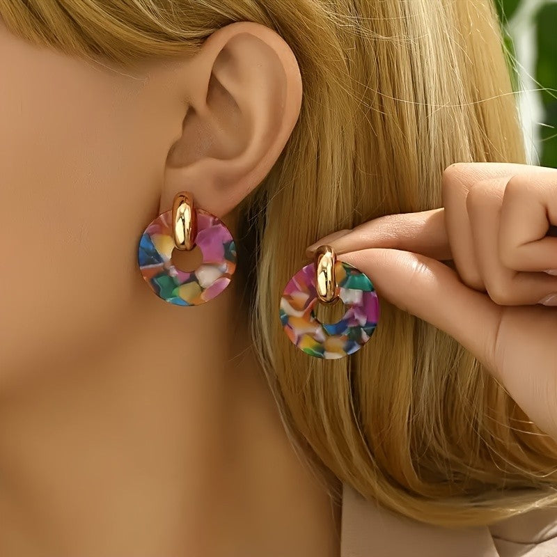 Marbled Resin Disc Earrings