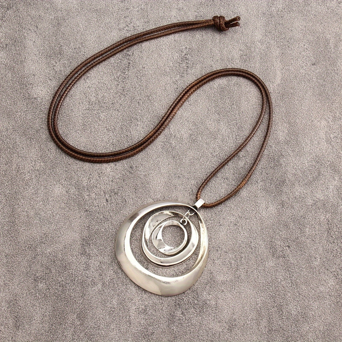 Concentric Oval Pendant Necklace
