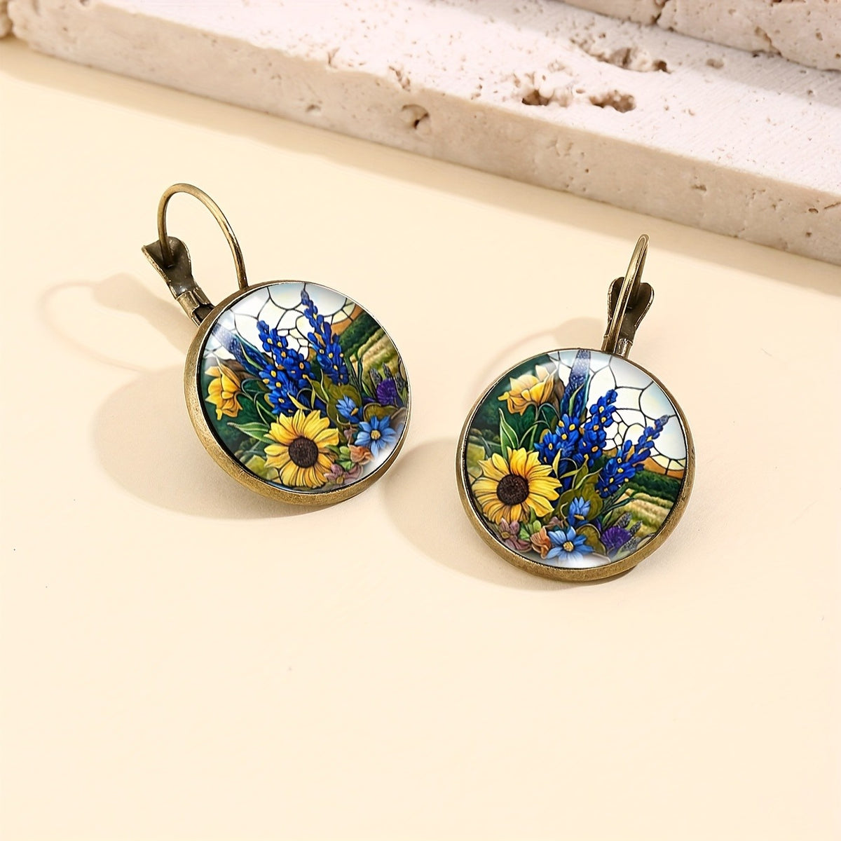 Sunflower Garden Glass Earrings