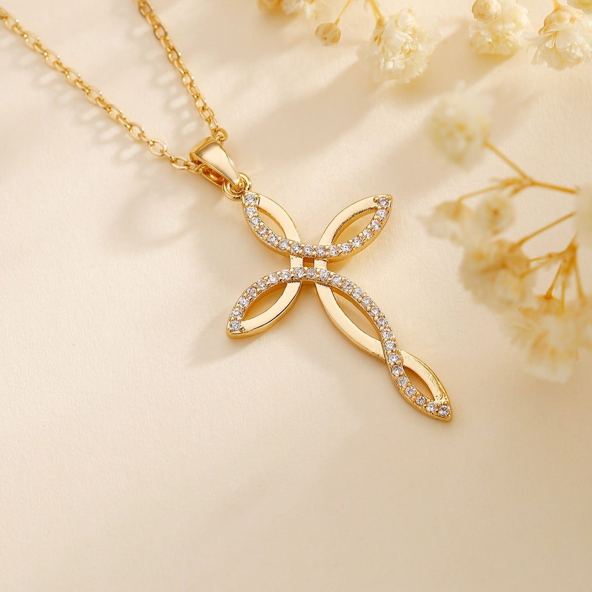 Crystal Interwoven Ribbon Necklace