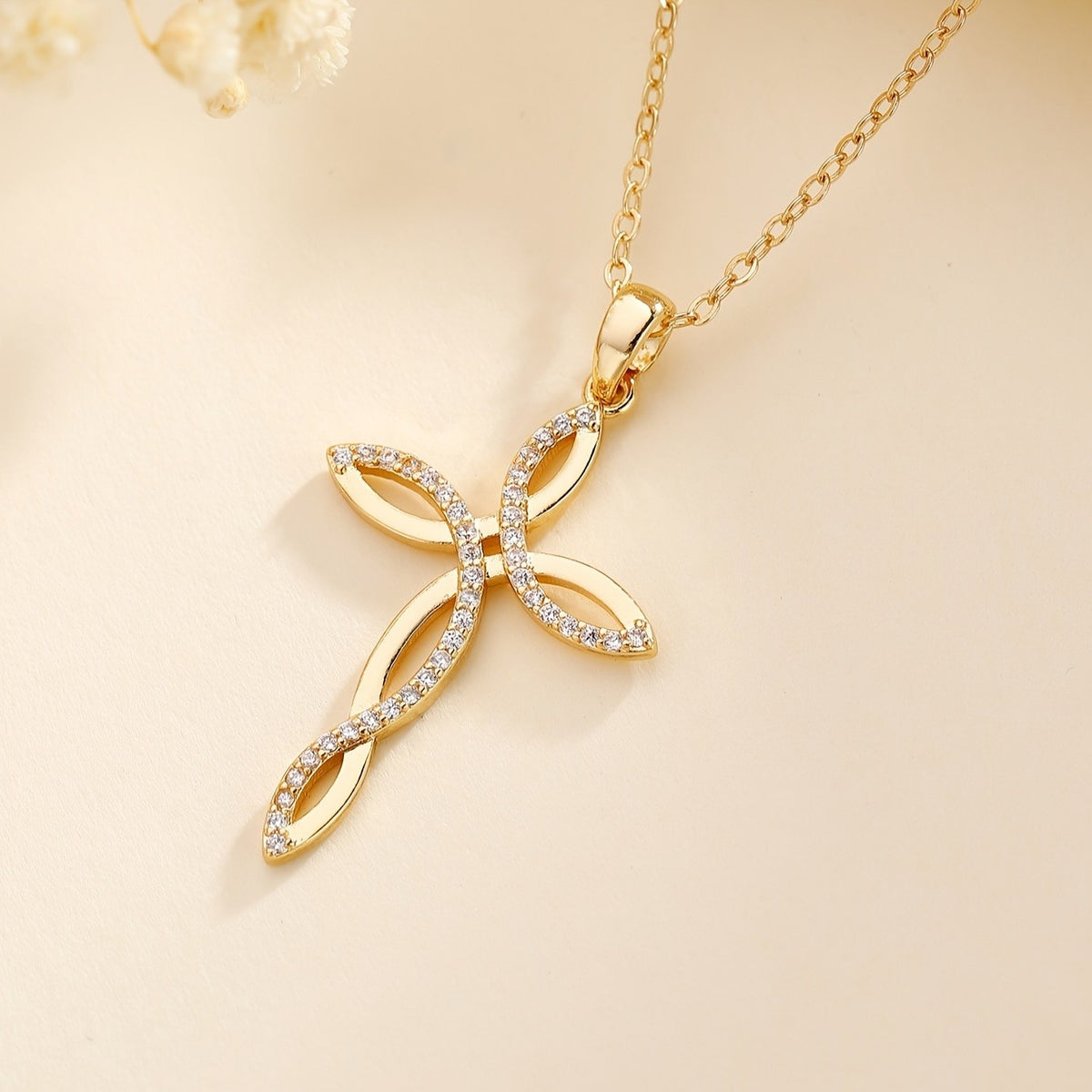 Crystal Interwoven Ribbon Necklace