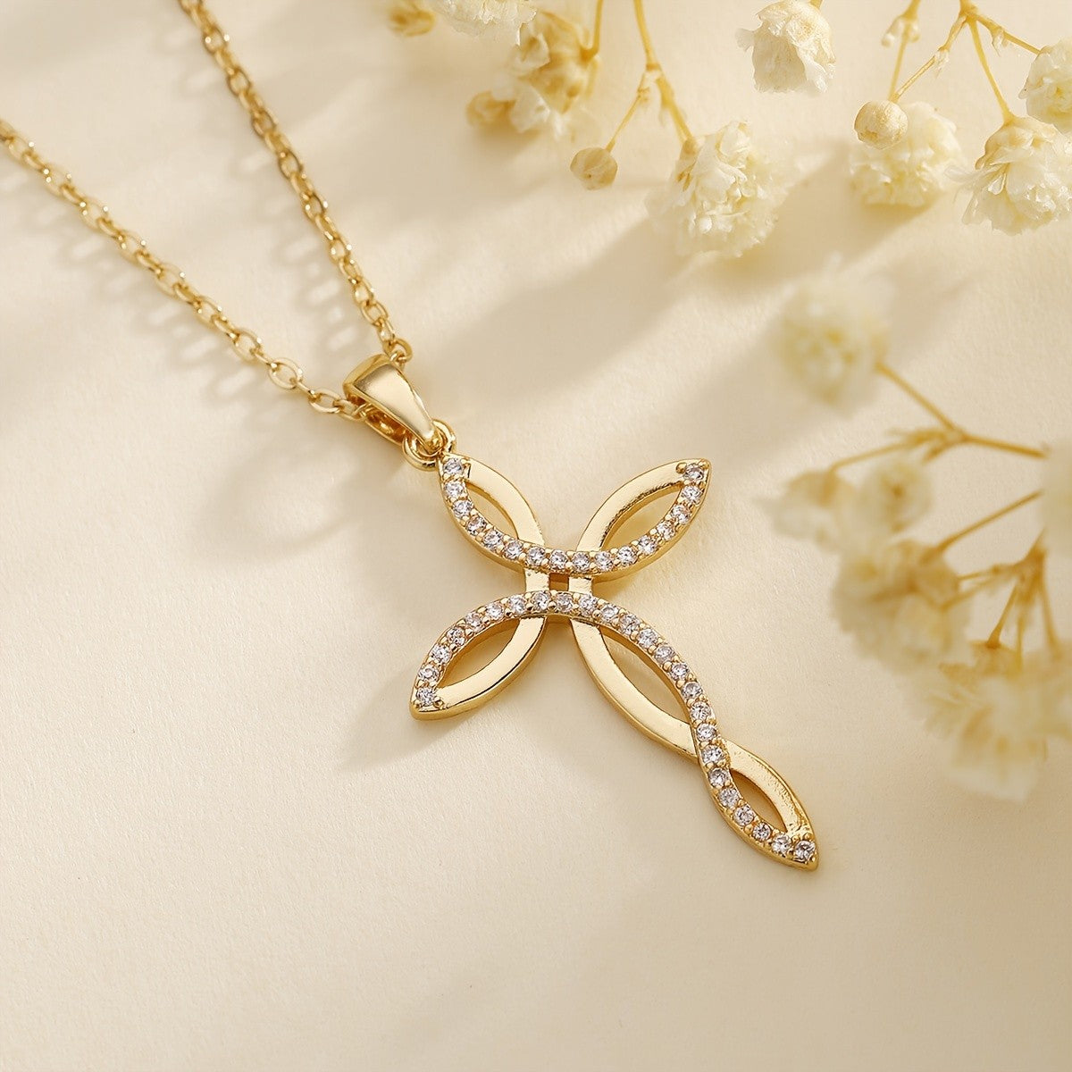 Crystal Interwoven Ribbon Necklace