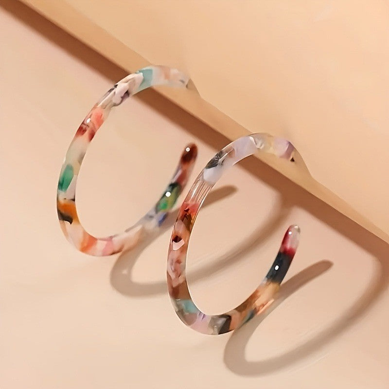 Colorful Marble Hoop Earrings