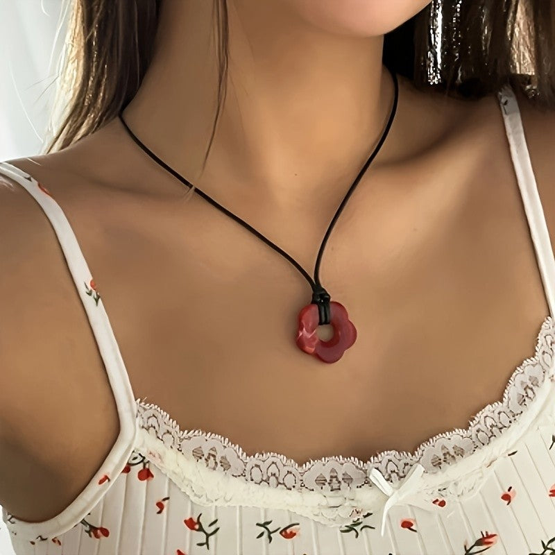 Resin Flower Cord Necklace