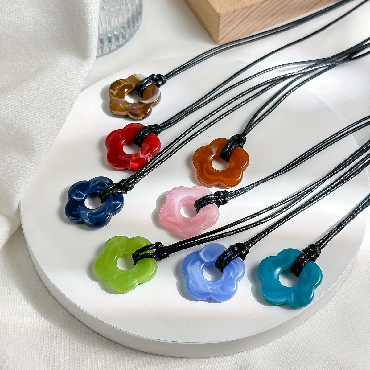 Resin Flower Cord Necklace
