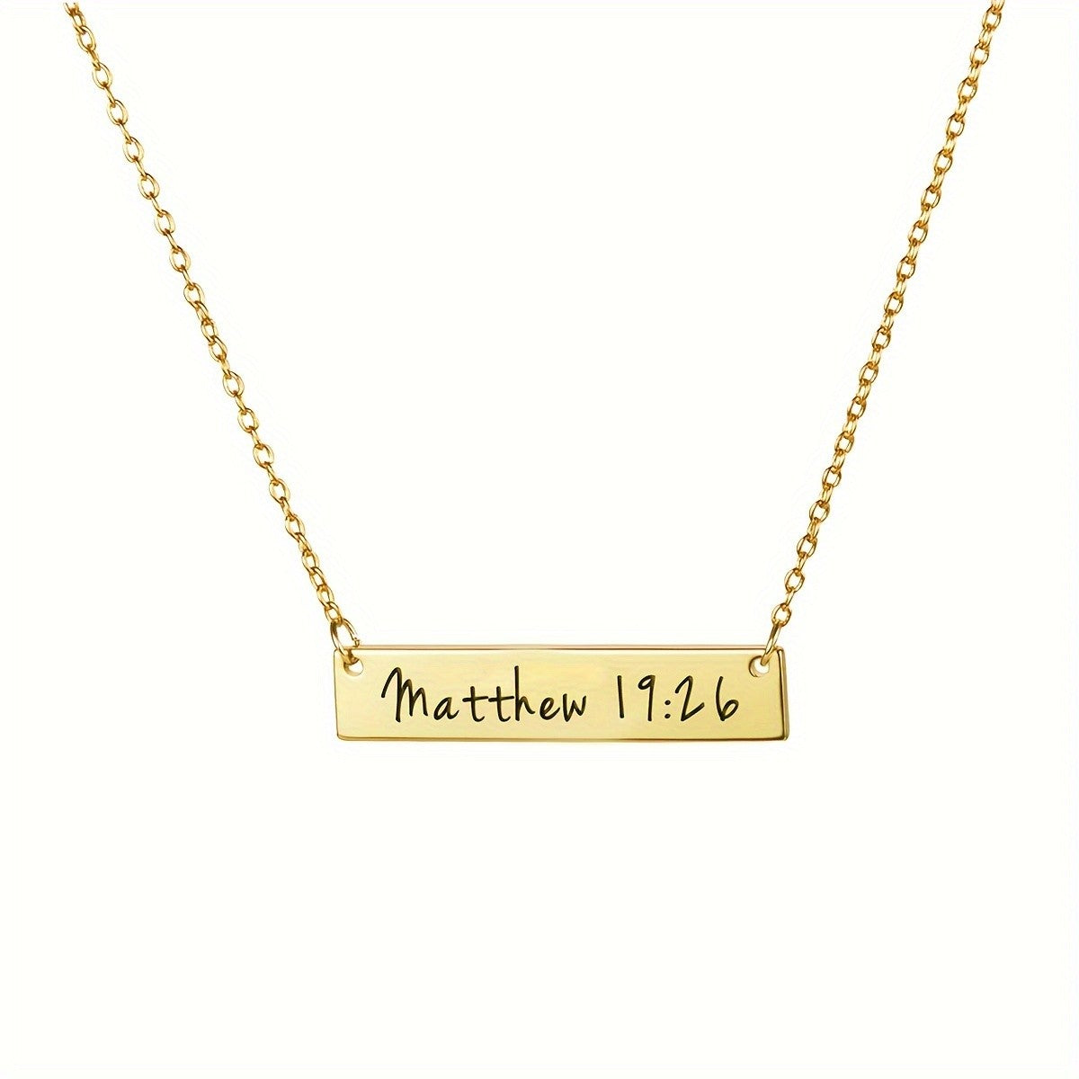 Bible Verse Engraved Bar Necklace
