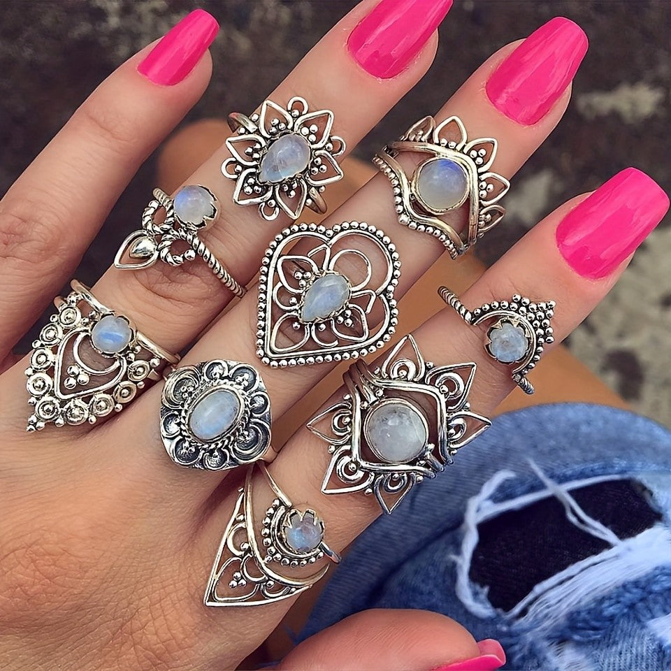 Ornate Filigree Stone Ring Set