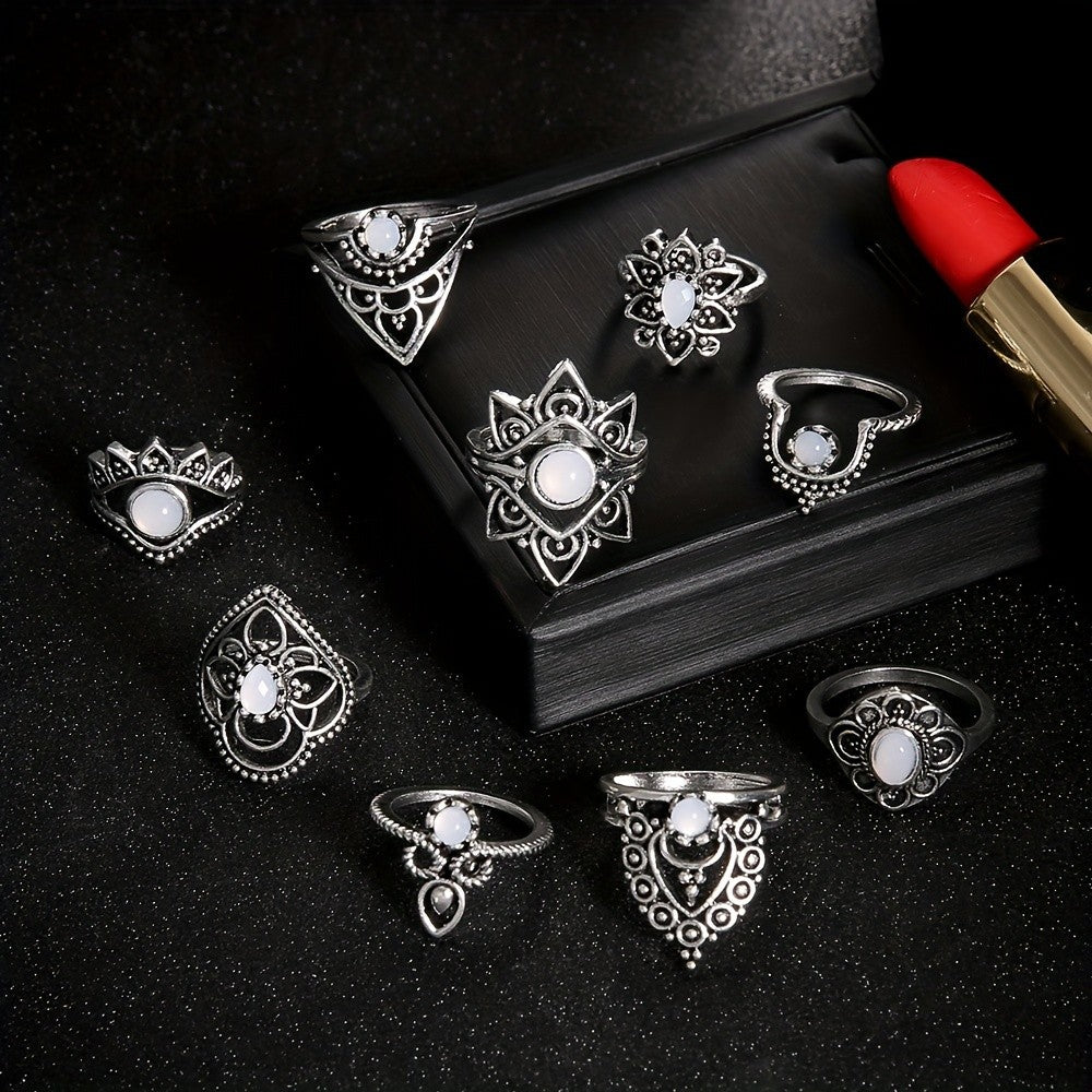 Ornate Filigree Stone Ring Set