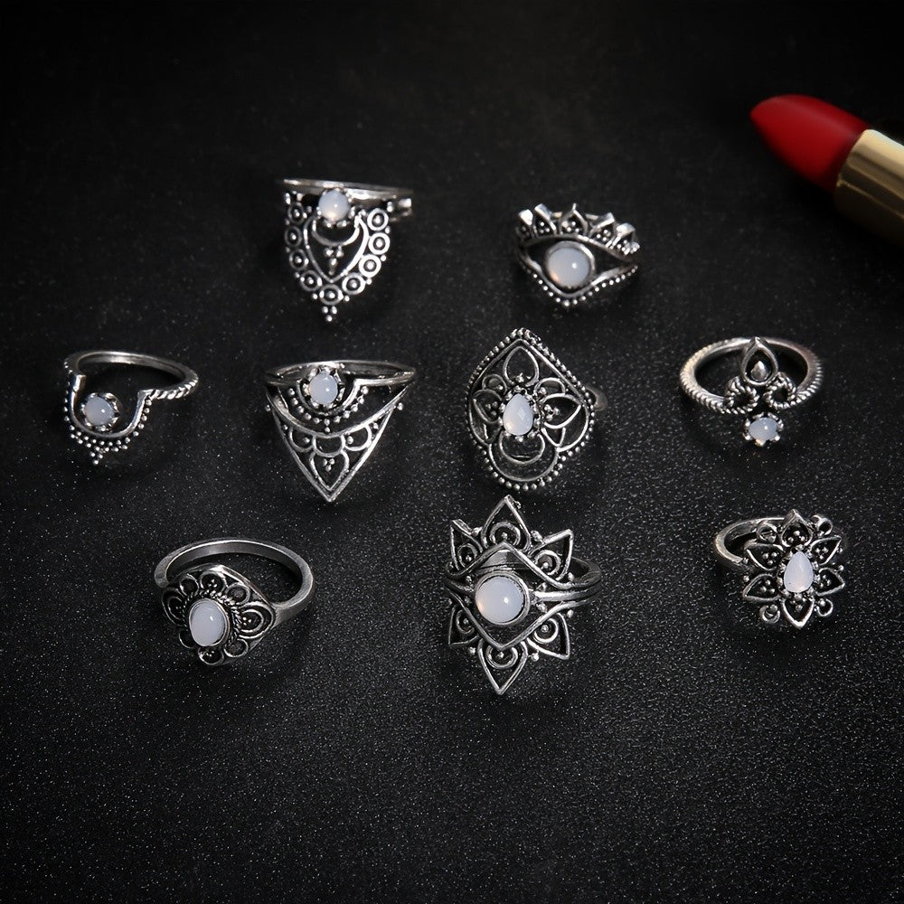 Ornate Filigree Stone Ring Set